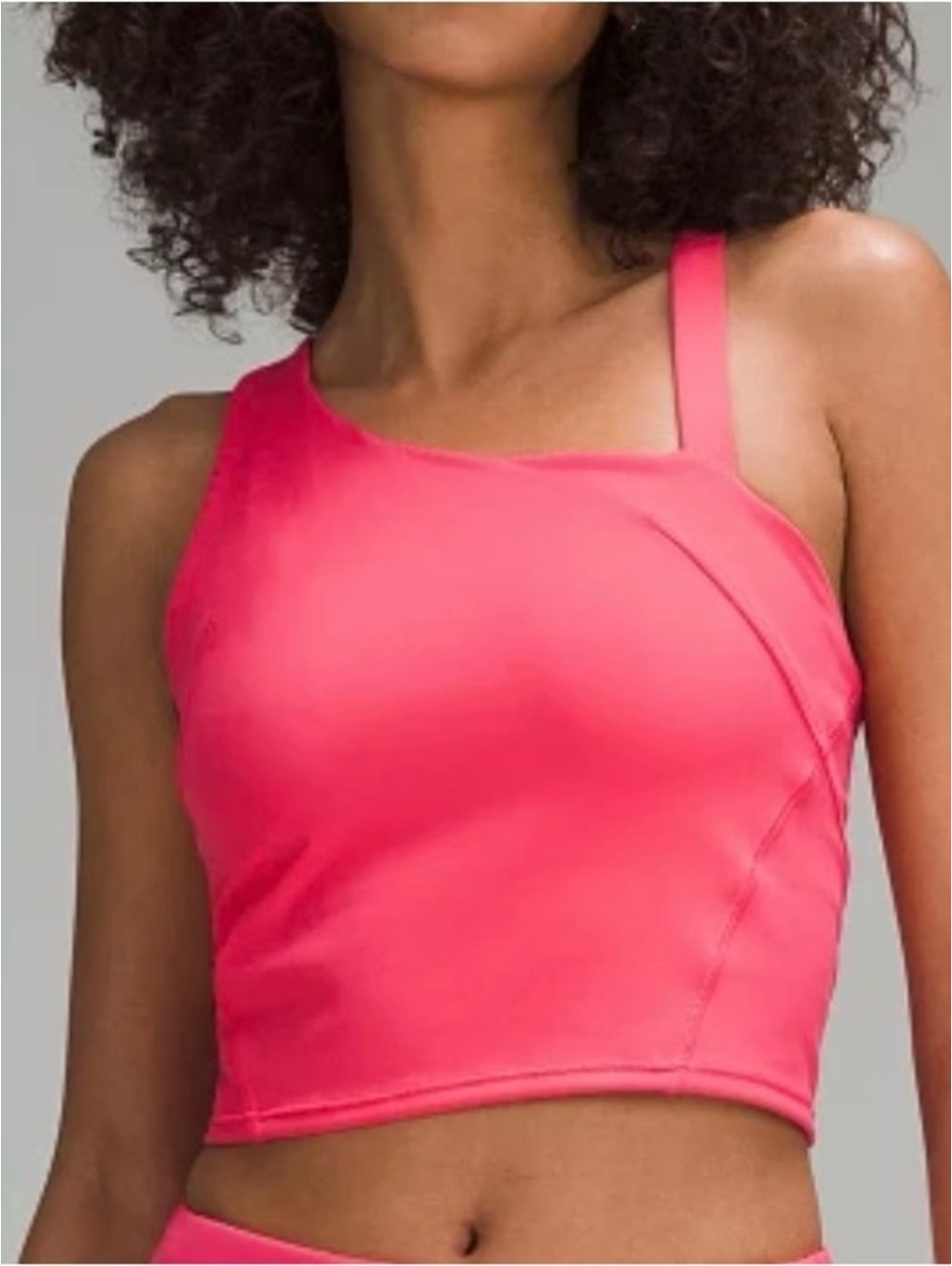 Lululemon Everlux Asymmetrical Tennis Tank Top Coral Pink Sz 0 EUC